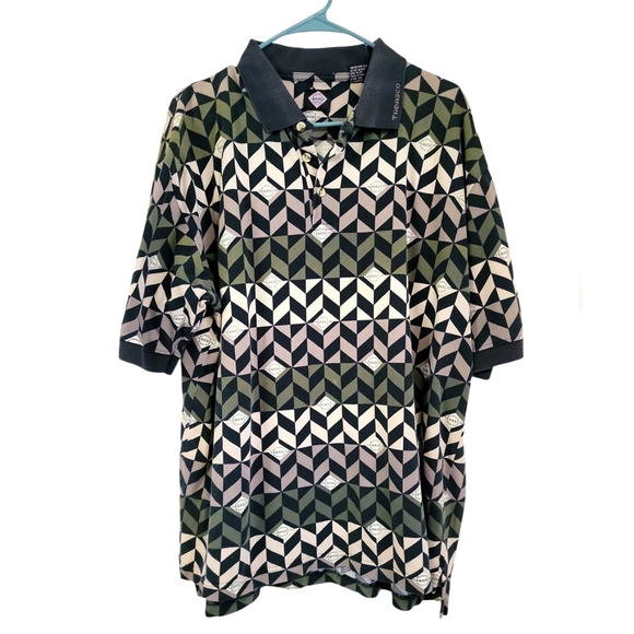 Tabasco Geometric Pattern Polo Shirt size XL Green and Black - Picture 1 of 7